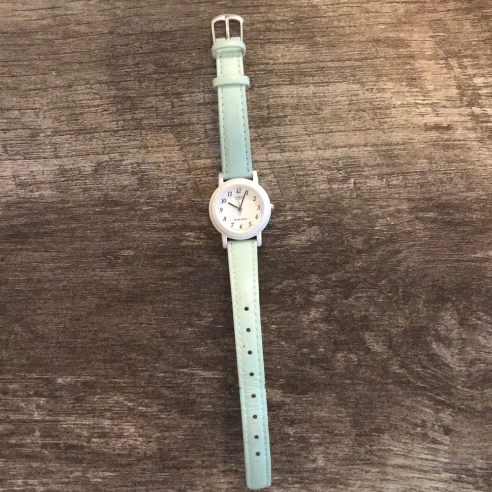 Casio small white & baby blue watch